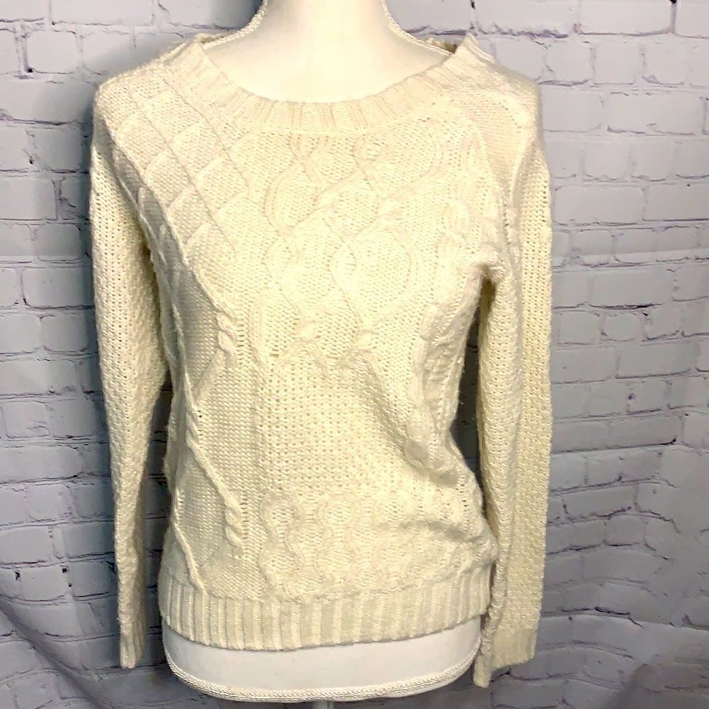 Mossimo Cream Sparkly Cable knit Sweater - S